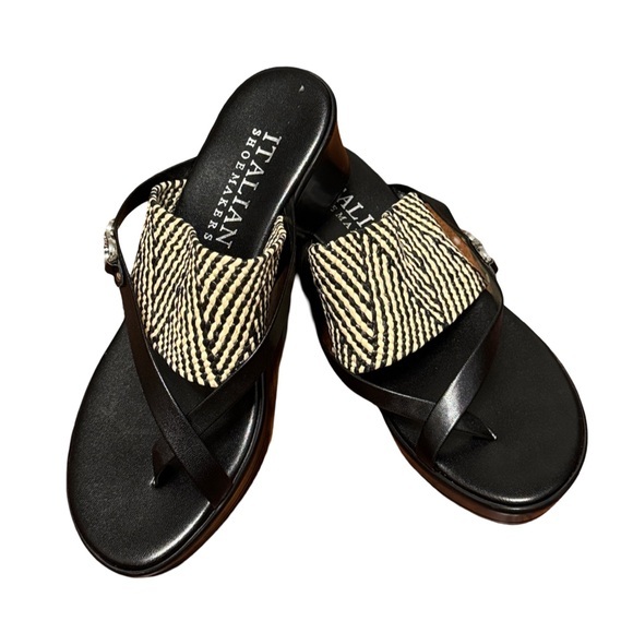 Italian Shoemakers Shoes - Italian Shoemakers Black and Cream Sandals